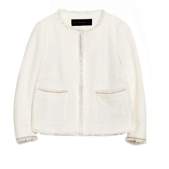 Zara Frayed Structured Jacket - Picture 2 of 6